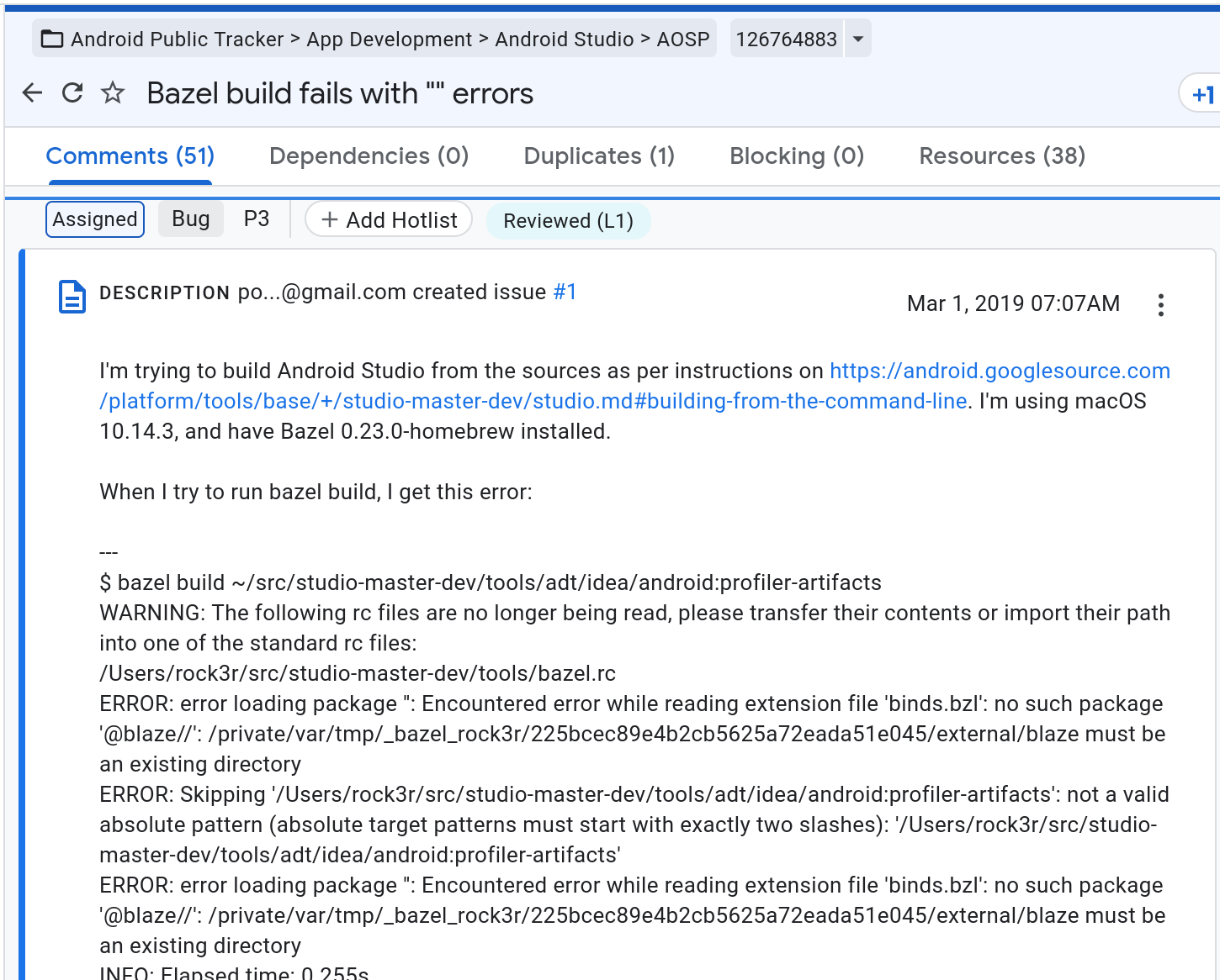 Bug report for someone trying to build Android Studio. It is still open and the last comment, as of the time of writing, was November 1st, 2022