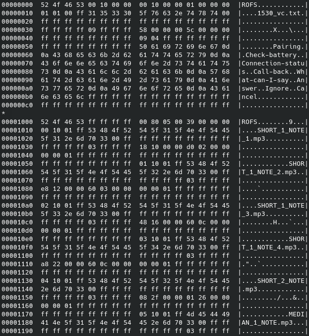 Hexdump of ROFS image.